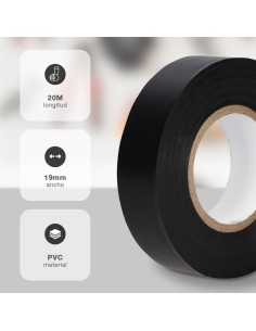Cinta aislante elect.PVC 20M Negra Retractil ud