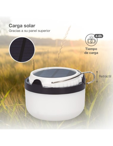 Linterna solar LED camping recargable USB powerbank 300lm