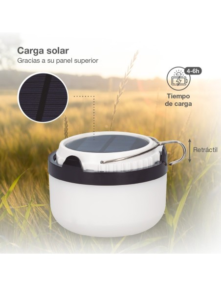 Linterna solar LED camping recargable USB powerbank 300lm