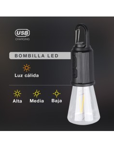 Bombilla LED camping recargable USB 120lm