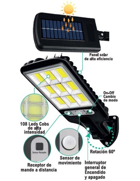 Farola solar 120 LED COB
