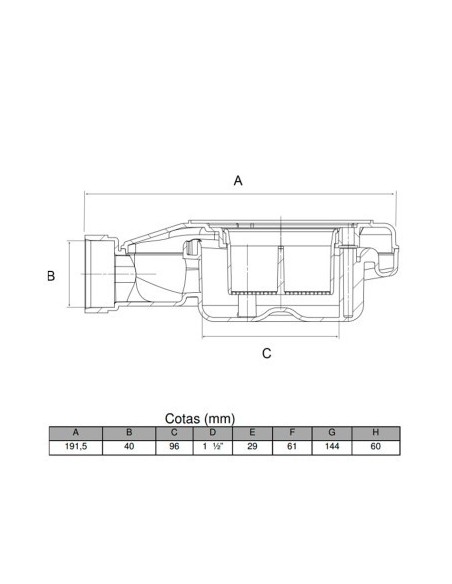 VALVULA PLATO DUCHA 61MM S/TAPA