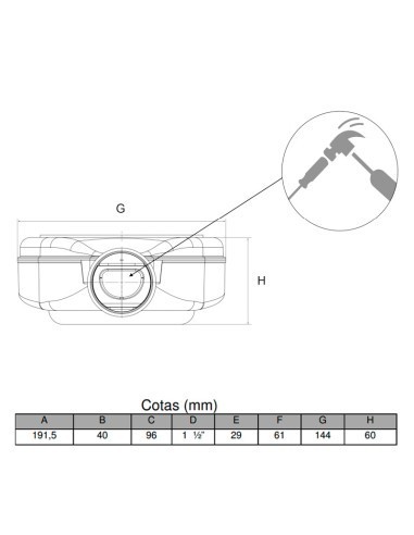 VALVULA PLATO DUCHA 61MM S/TAPA