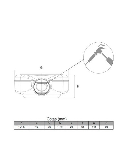 VALVULA PLATO DUCHA 61MM S/TAPA