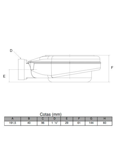 VALVULA PLATO DUCHA 61MM S/TAPA