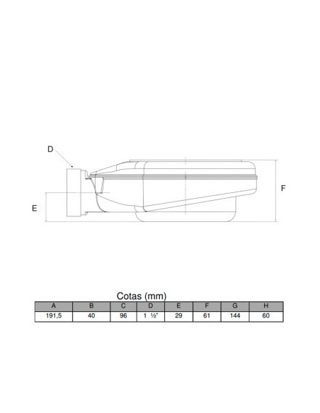 VALVULA PLATO DUCHA 61MM S/TAPA