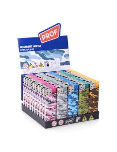 PROF ENCENDEDOR ELECTRÓNICO RECARGABLE MODELO CAMUFLAJE COLORES SURTIDOS