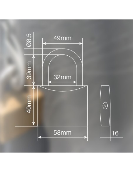 Candado arco corto de acero 60mm
