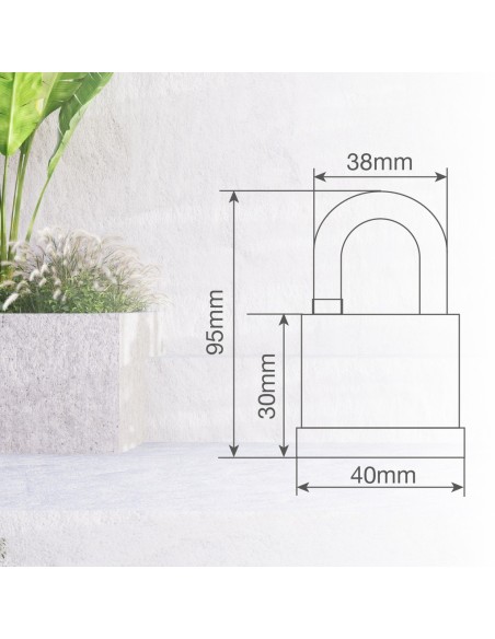 Candado de exterior arco corto de acero 50mm