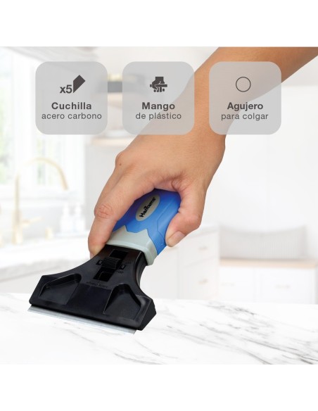 Rasqueta profesional con cuchilla de acero y 4 recambios