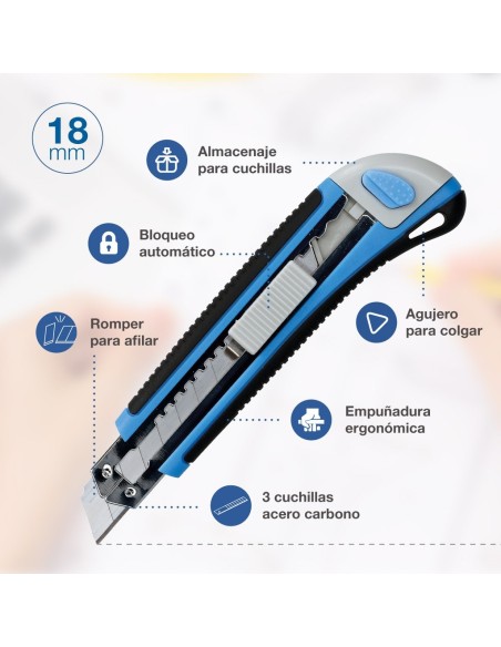 Cúter profesional autorecargable con 3 cuchillas