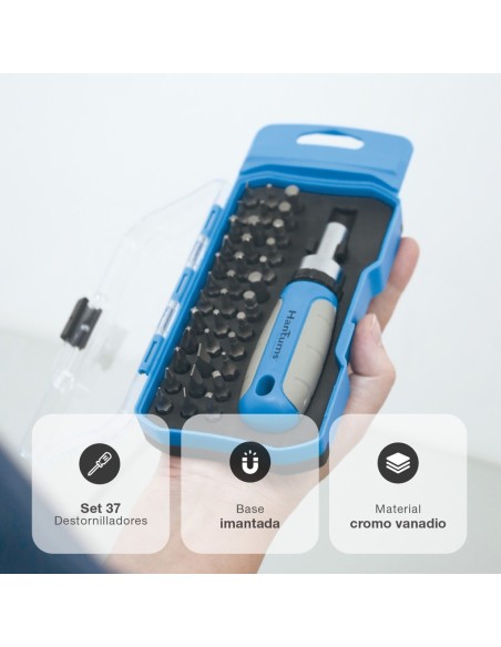 Set 37 piezas destornilladores de precisión con carraca