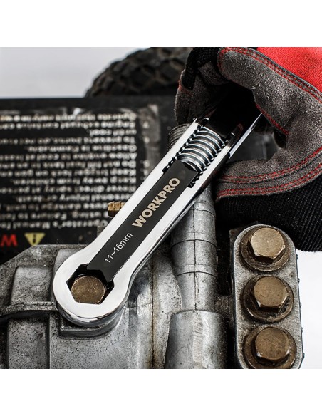 WORKPRO LLAVE AJUSTABLE UNIVERSAL 5 - 16 mm, MÉTRICA Y SAE