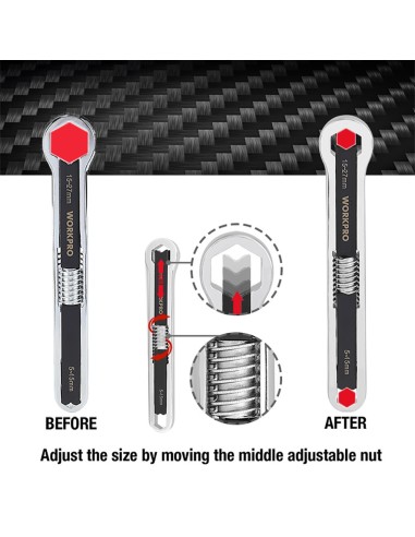 WORKPRO LLAVE AJUSTABLE UNIVERSAL 5 - 27mm, MÉTRICA Y SAE