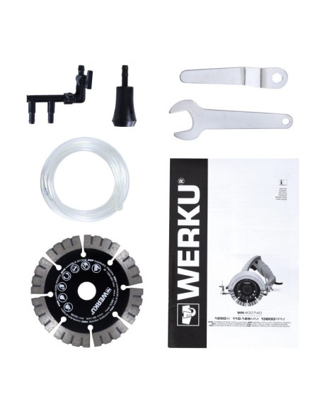 Werku WK400740, Sierra Circular Mármol Piedra, Potencia 1250 W, Diámetro Disco 1