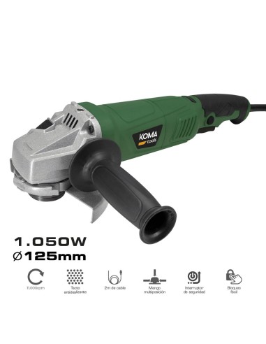 KOMA TOOLS AMOLADORA ANGULAR ELECTRICA CON MALETIN, Ø125 mm, 1050 W