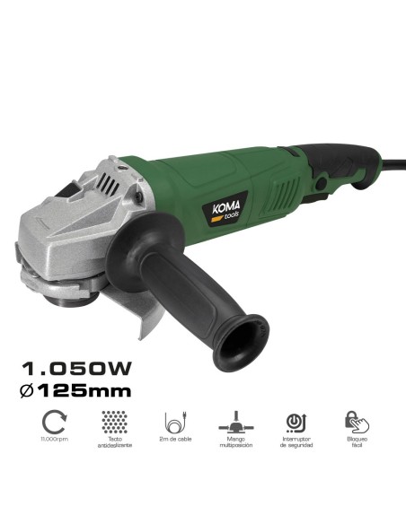 KOMA TOOLS AMOLADORA ANGULAR ELECTRICA CON MALETIN, Ø125 mm, 1050 W