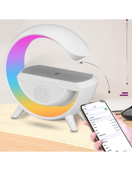 Lámpara RGB con altavoz bluetooth y carga inalámbrica