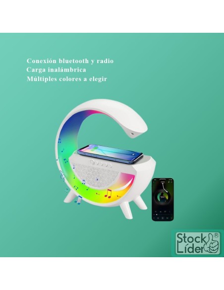 Lámpara RGB con altavoz bluetooth y carga inalámbrica