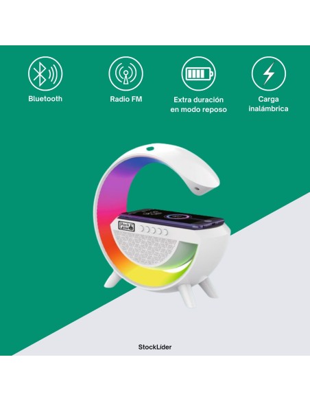 Lámpara RGB con altavoz bluetooth y carga inalámbrica