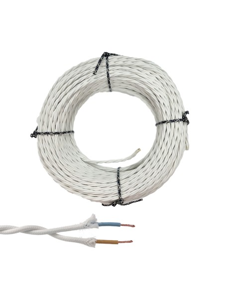 Cable paralelo textil trenzado h05v-k 2 x 1,00 mm blanco euro/m