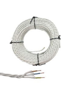 Cable paralelo textil trenzado h05vv-f 3 g 1,50 mm blanco euro/m