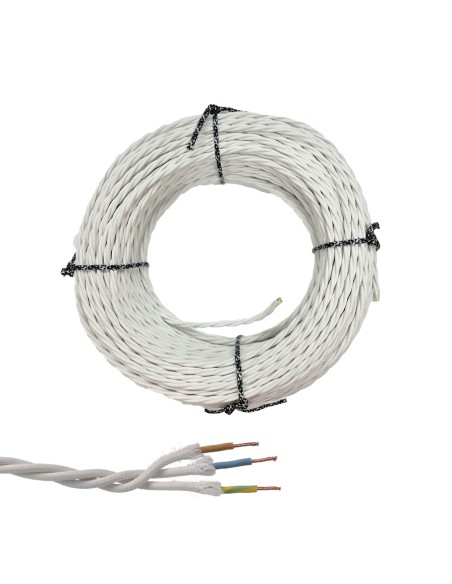 Cable paralelo textil trenzado h07v-k 3 g 2,50 mm blanco euro/m