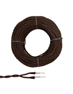 Cable paralelo textil trenzado h05v-k 2 x 1,00 mm marrón euro/m