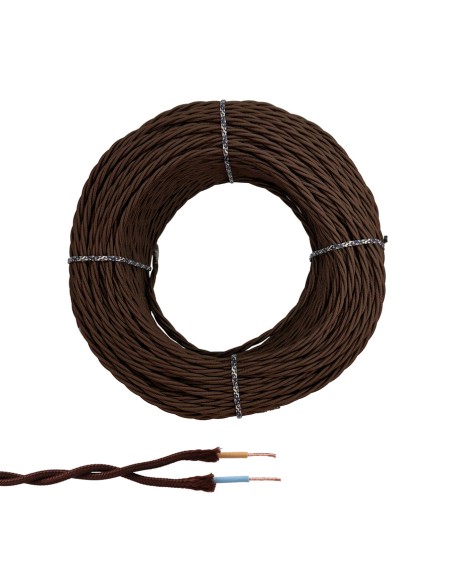 Cable paralelo textil trenzado h05v-k 2 x 1,00 mm marrón euro/m