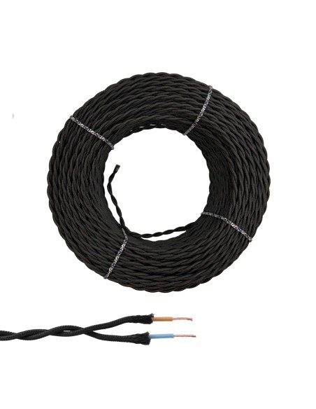 Cable paralelo textil trenzado h05vv-f 2 x 1,50 mm negro euro/m