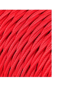Carrete cable textil trenzado h03vv-f 2 x 0,75 mm rojo, 25 m