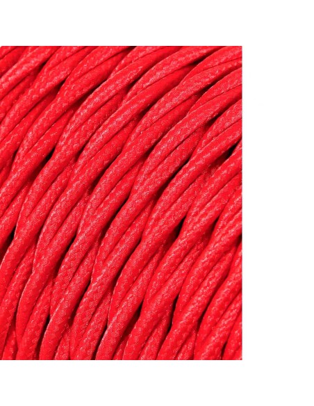 Carrete cable textil trenzado h03vv-f 2 x 0,75 mm rojo, 25 m