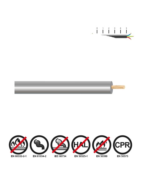Cablecillo h07z1-k 6,00 mm gris euro/m