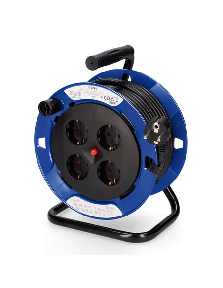 Enrollacables 15 m 3 g 1,50 mm 4 tomas bipolares con t/tl profesional con protector termico