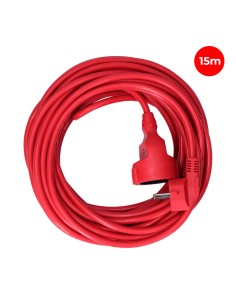 Prolongador con 1 toma 2p+t, 16a 250v~ 15 m de cable h05vv-f 3g1,5mm, rojo