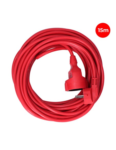 Prolongador con 1 toma 2p+t, 16a 250v~ 15 m de cable h05vv-f 3g1,5mm, rojo