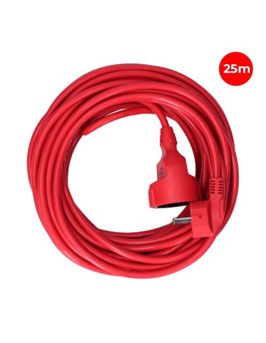 Prolongador con 1 toma 2p+t, 16a 250v~ 25 m de cable h05vv-f 3g1,5mm, rojo