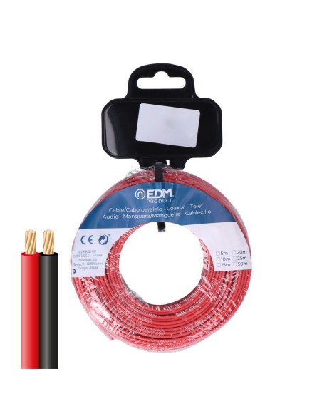 Carrete cable paralelo 2x1,50 mm rojo/negro 25m (audio)