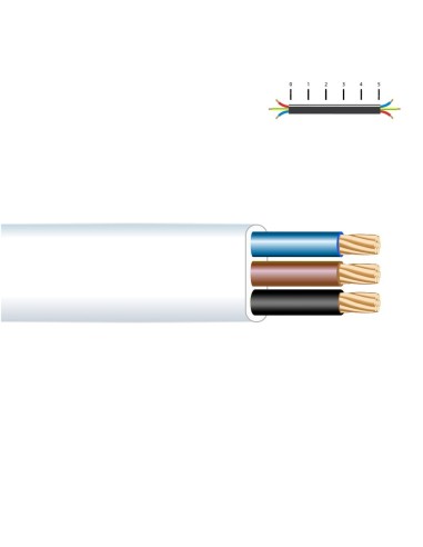 Carrete manguera plana 3 x 1,00 mm blanca, 20 m