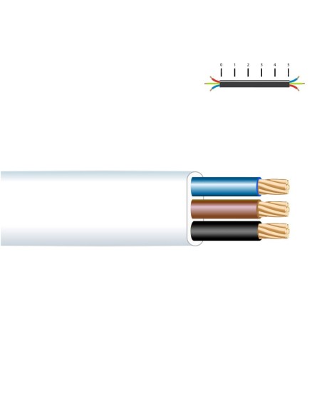 Carrete manguera plana 3 x 1,50 mm blanca, 10 m