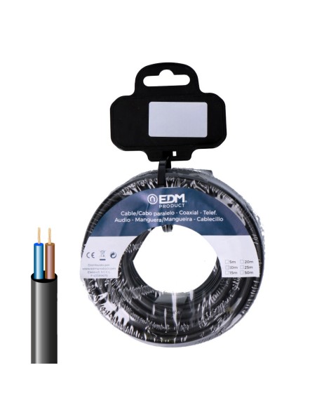 Carrete manguera tubular vv-k06/1kv 2 x 1,50 mm, negra, 20 m