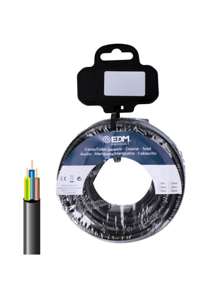 Carrete manguera tubular h05vv-f 3 g 1,00 mm negra, 20 m