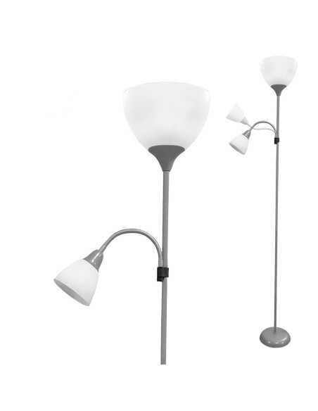 Lámpara de pie modelo boston color plateada e27 60 w y lector e14 40 w