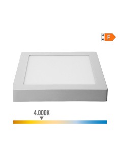 Downlight led superficie cuadrado cromado 20 w 1500 lm 4000 k luz dia 22 x 22 x 3 cm