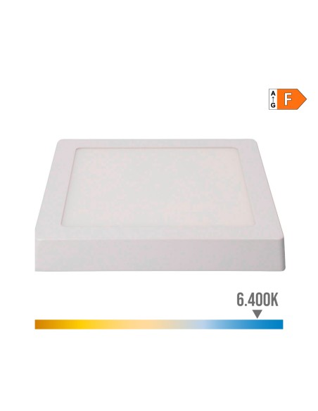 Downlight led superficie cuadrado blanco 20 w 1500 lm 6400 k luz fria 22 x 22 x 3,5 cm