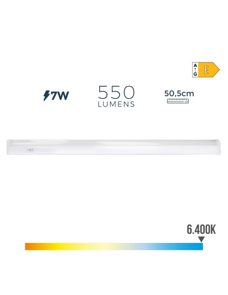 Regleta led 7 w 6500 k luz fria 600 lm 50,5 x 2,2 x 3,5 cm