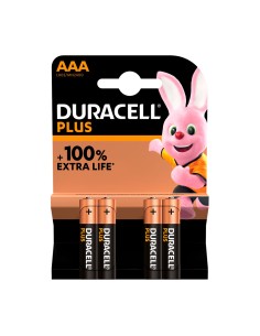 Pila alkalina duracell plus power aaa - lr03 1,5v (blister 4 unid.) ø10,5x44,5mm