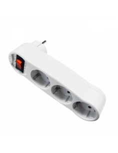 Adaptador triple 2p+t, 16a 250v~ con interruptor luminoso, entrada frontal, blanco (retractilado)