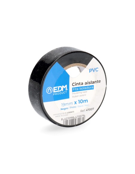 Cinta aislante calidad "supra" negra 19 mm x 10 m