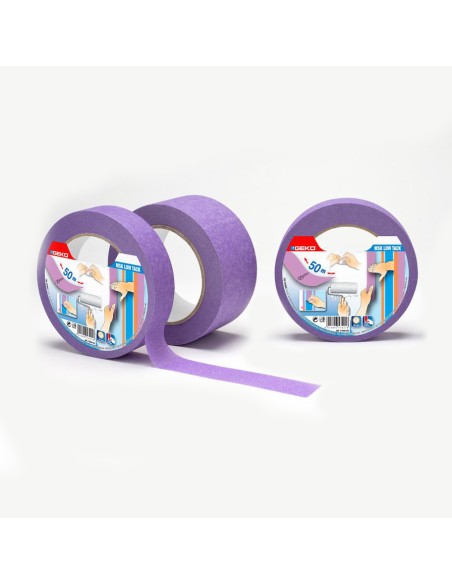 Cinta masking lila baja adhesividad para superficies delicadas 50 mm x 50 m